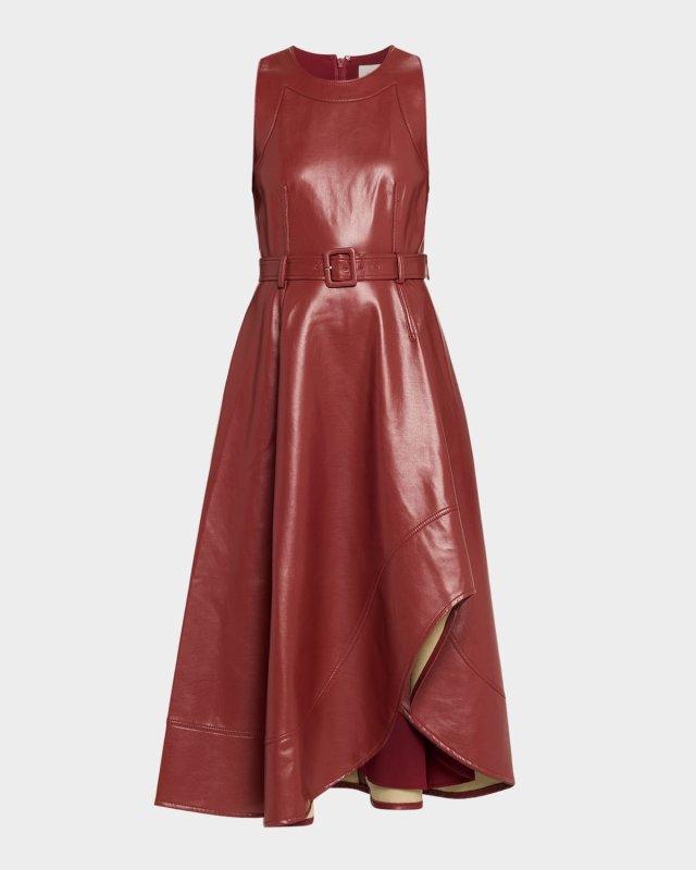 Vegan Leather Zelda Midi Dress